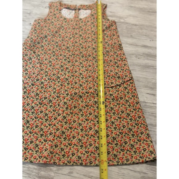 Warm Vintage Floral Print Corduroy Sleeveless Dress with Pockets‎ 90s Style SZ 2 - Picture 12 of 14